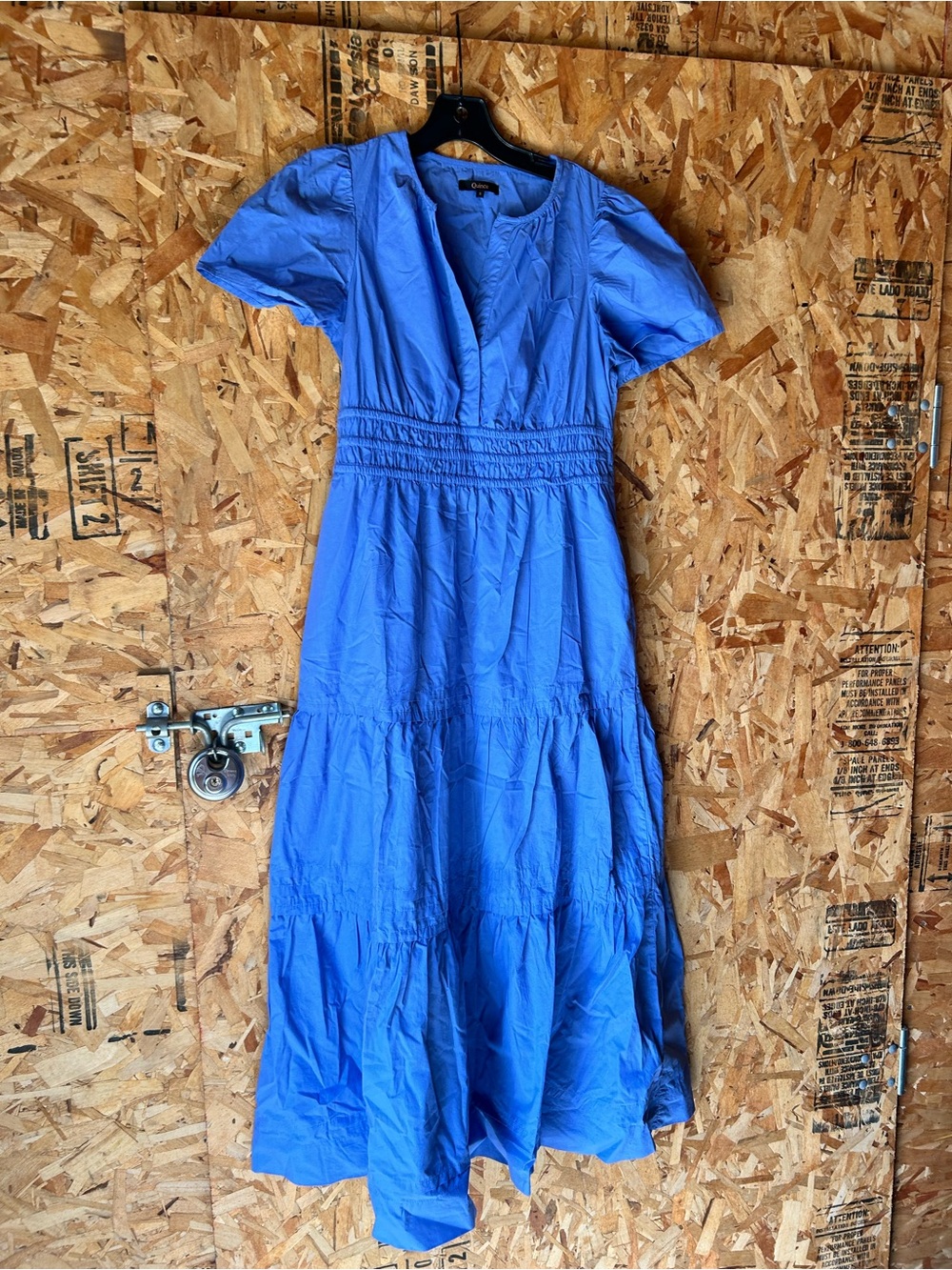 Quince Cornflower Blue V-Neck Tiered Maxi Dress new! Organic cotton!!! - Picture 4 of 15
